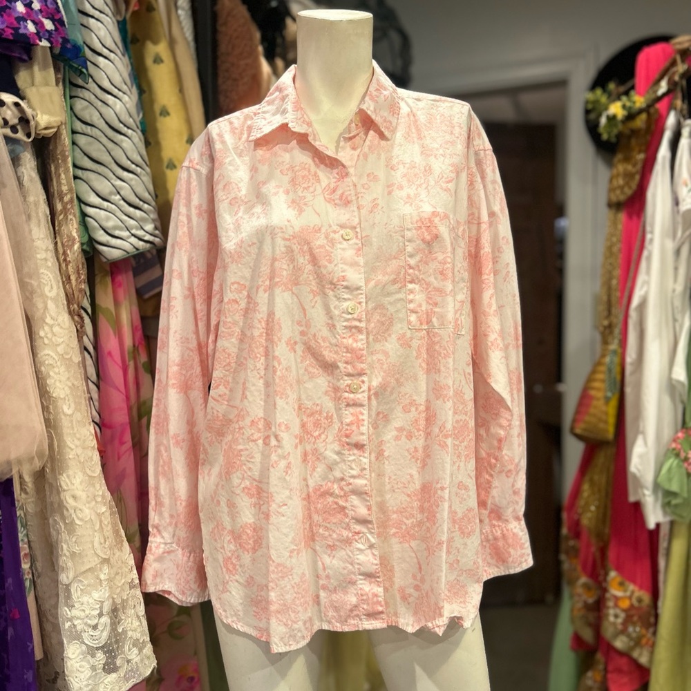 Pink Toile Print Button Down - Picture 8 of 10